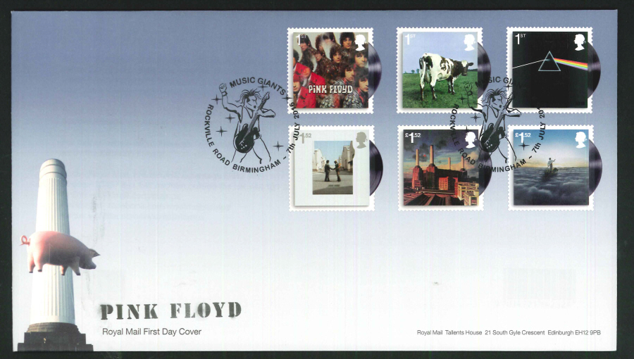 2016 - Pink Floyd, First Day Cover, Rockville Road, Birmingham Postmark